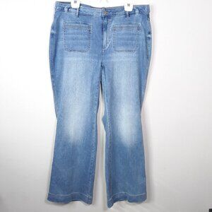 New J. Jill High Rise Flare Patch Pocket Jeans Davenport Wash 18T